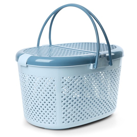 Переноска для животных "Лукошко", голубая, 470*340*280мм